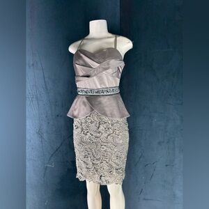 Elegant Gray Lace Dress